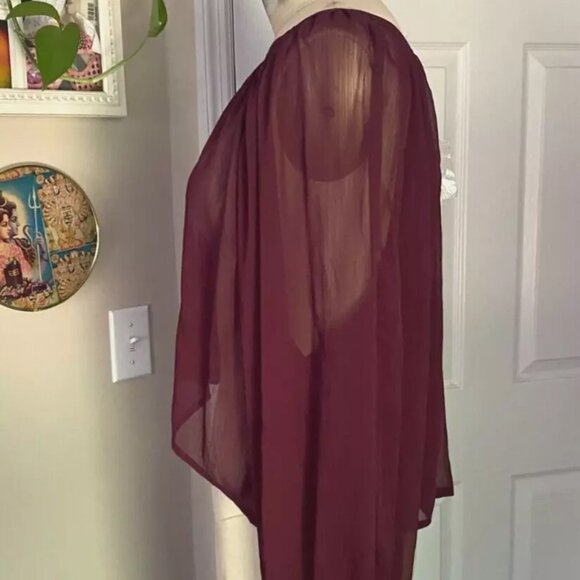 WILSTER Retro Sheer 1990s Poet Slv CROP Cropped Silky Tunic Blouse Shirt *SMALL* - Picture 3 of 5